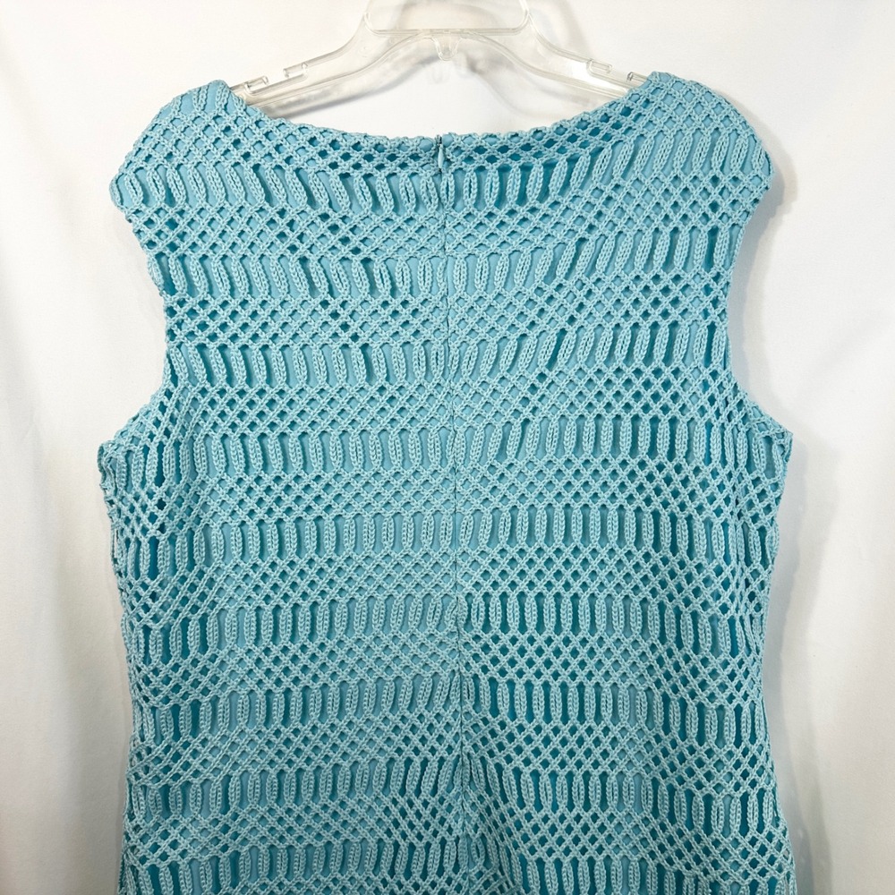 Lauren Ralph Lauren Plus Size 16W Shift Dress Blue Crochet Sleeveless Preppy 397 - Picture 10 of 12